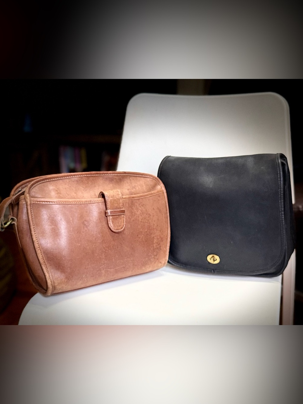Coach Leather Crossbody Bag - Brown and Black